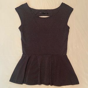 Black polka dot peplum top